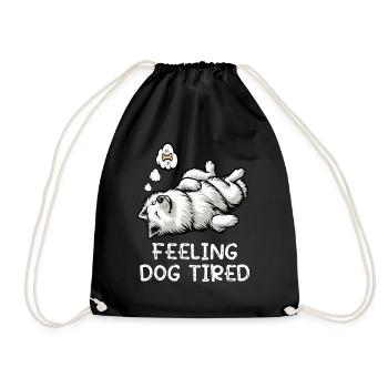 Feeling Dog Tired White Shepherd Dog - Drawstring Bag - black - Front