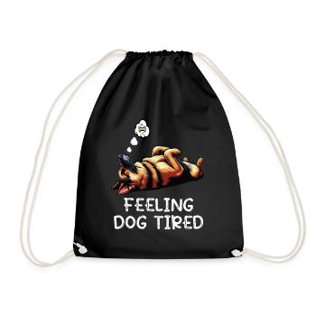 Feeling Dog Tired German Shepherd - Drawstring Bag - black - Front