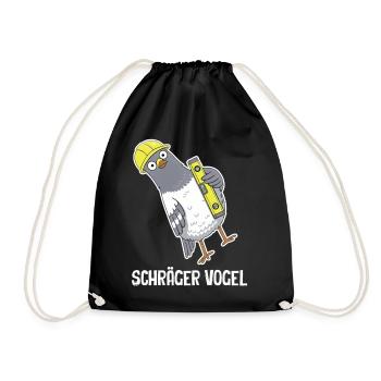 Schräger Vogel – Taube mit Wasserwaage - Turnbeutel - Schwarz - Vorne