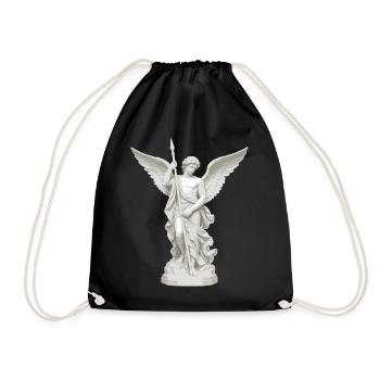 Winged Angel with Spear Illustration - Drawstring Bag - black - Front