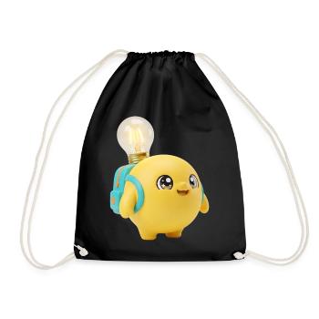 Cute Yellow School Mascot with Lightbulb Planet Ba - Drawstring Bag - black - Front