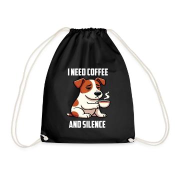 I Need Coffee and Silence Jack Russel terrier  - Turnbeutel - Schwarz - Vorne