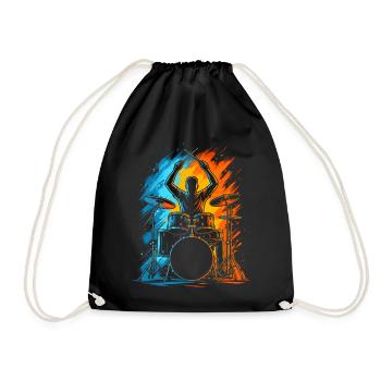 Schlagzeuger Drummer Herren Kinder Schlagzeug - Turnbeutel - Schwarz - Vorne