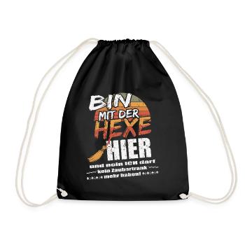 ich bin mit der Hexe hier! - Turnbeutel - Schwarz - Vorne