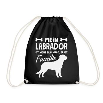 Labrador Hund Lustiges Schlafshirt Hunde Geschenk - Turnbeutel - Schwarz - Vorne