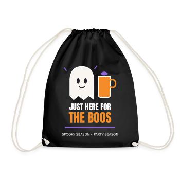 Just Here for the Boos Funny Halloween Ghost - Turnbeutel - Schwarz - Vorne