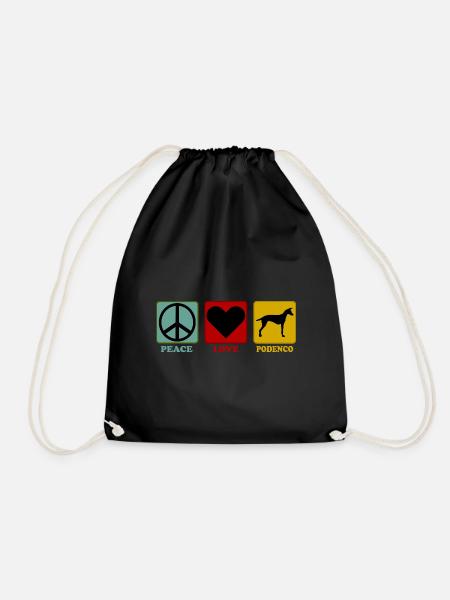 Podenco Canario Hund Peace Love - Turnbeutel - Schwarz