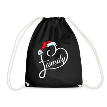 Santa Familienherz - Turnbeutel - Schwarz - Vorne