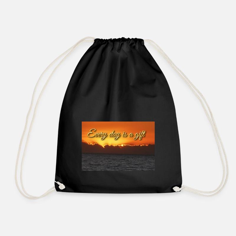Every day is a gift - Drawstring Bag - black