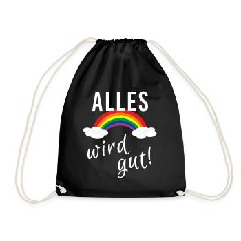 Alles wird gut Regenbogen zuhause Corona Virus - Turnbeutel - Schwarz - Vorne