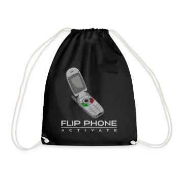 Flip Phone Activate Vintage & retro Old Flip Phone - Drawstring Bag - black - Front