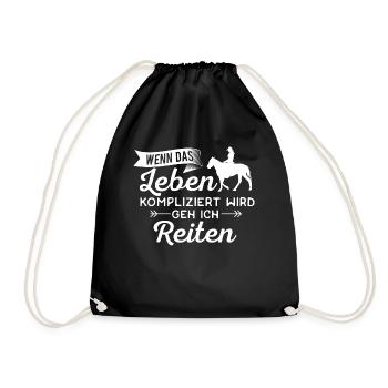 Pferd Pferde Reiten Galopp Leben - Turnbeutel - Schwarz - Vorne
