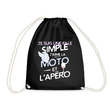 Motarde - une fille simple - Sac de sport léger - noir - Devant