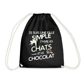 Chats - une fille simple - Sac de sport léger - noir - Devant