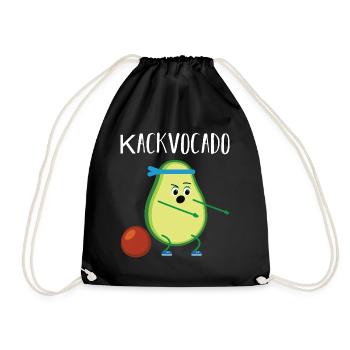 Kackvocado Avocado Kacke kacken Geschenk - Turnbeutel - Schwarz - Vorne