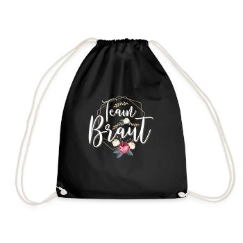 Team Braut - Junggesellinnenabschied Crew Blumen - Turnbeutel - Schwarz - Vorne