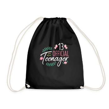 13 Official Teenage Girls Girls 13th Birthday - Drawstring Bag - black - Front