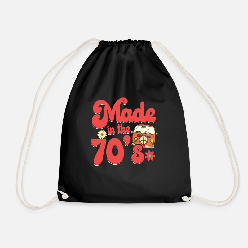 Made in the 70 s - Siebziger Hippie Retro - Turnbeutel - Schwarz