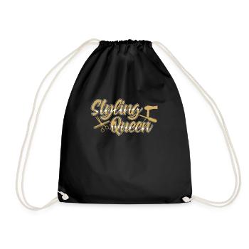 Styling Queen | Friseurin Geschenkidee Friseur - Turnbeutel - Schwarz - Vorne