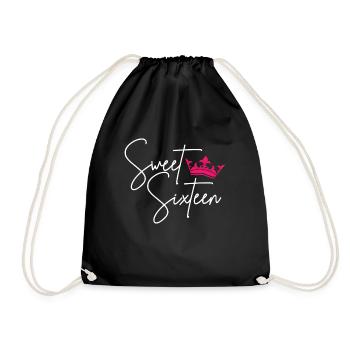 Sweet Sixteen - Sweet 16 Years - Birthday - Drawstring Bag - black - Front