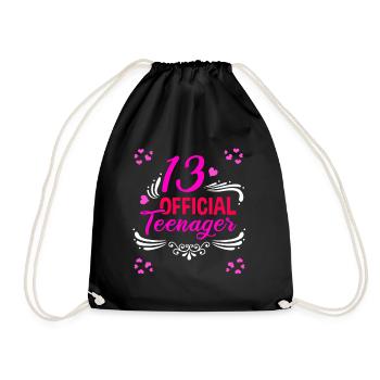 13 Official Teenagers – 13 Years Birthday Girl - Drawstring Bag - black - Front