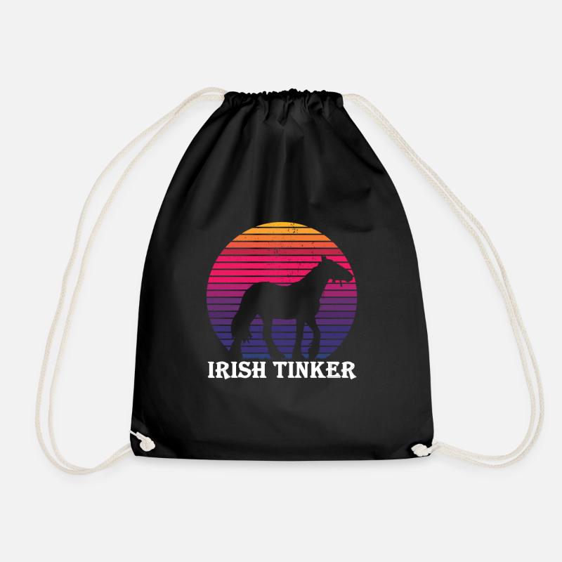 Irish Tinker - Pferd im Retro Style - Turnbeutel - Schwarz
