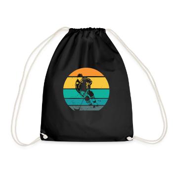 Eishockey Eishockeyspieler Geschenkidee Retro - Turnbeutel - Schwarz - Vorne