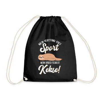 Mein Verstand sagt Sport mein Bauch schreit Kekse - Turnbeutel - Schwarz - Vorne