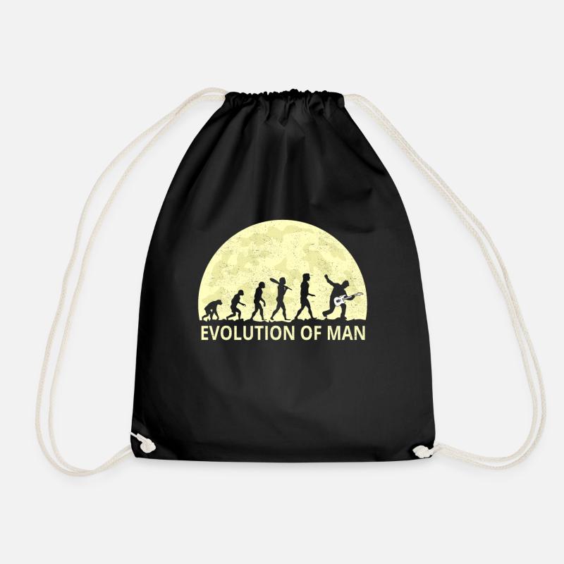 Evolution of man Rock n Roll Hardrock Fan Geschenk - Turnbeutel - Schwarz