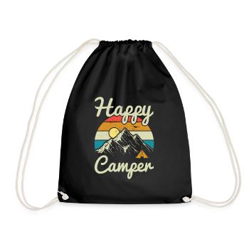 Happy Camper Gift Idea Camping Camping Gift - Drawstring Bag - black - Front