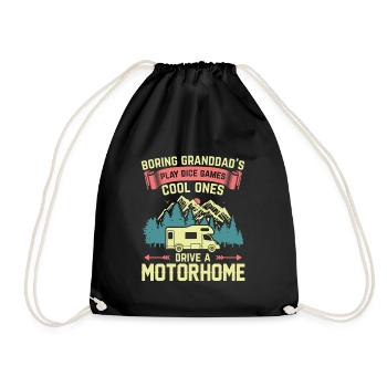 Camping en camping-car | Cadeau Grand-père Camper Camping - Sac de sport léger - noir - Devant