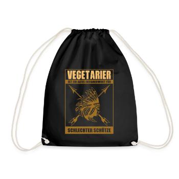 Vegetarian is an old Indian word - Anti Vegan - Drawstring Bag - black - Front