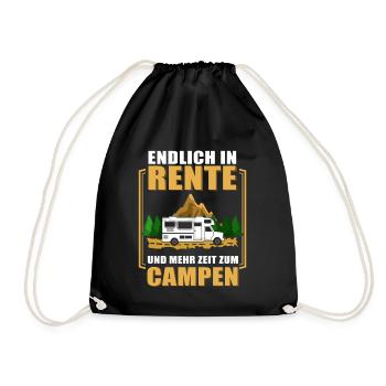 Endlich in Rente u. mehr Zeit zum Campen Wohnmobil - Turnbeutel - Schwarz - Vorne