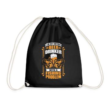 I'm just another beer drinker - fishing and beer - Drawstring Bag - black - Front