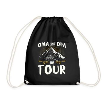 Oma und Opa auf Tour Camper Camping Wohnmobil - Turnbeutel - Schwarz - Vorne