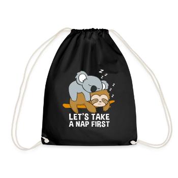 Sloth koala sleeping late riser cute loafers - Drawstring Bag - black - Front