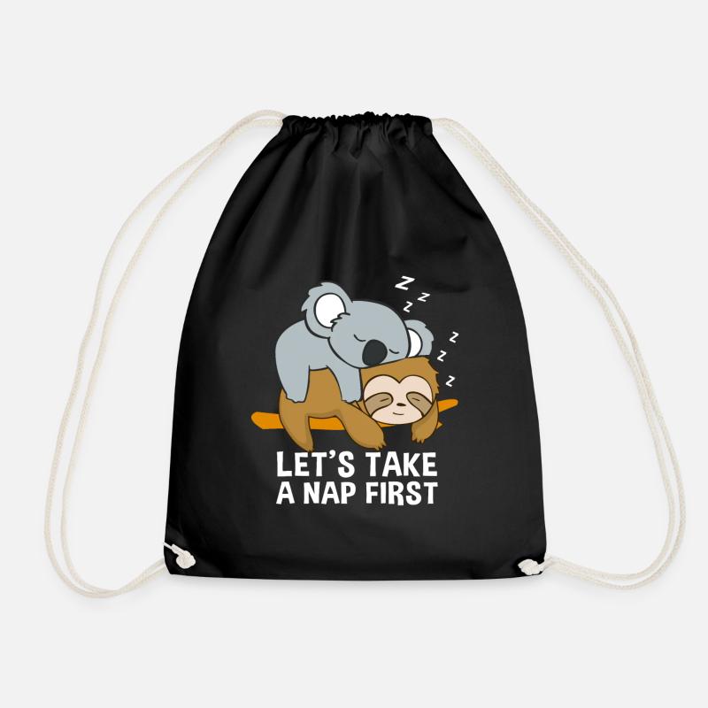 Sloth koala sleeping late riser cute loafers - Drawstring Bag - black