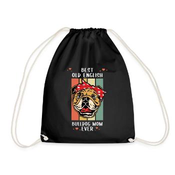 Old English Bulldog Mom | Dog mistress - Drawstring Bag - black - Front