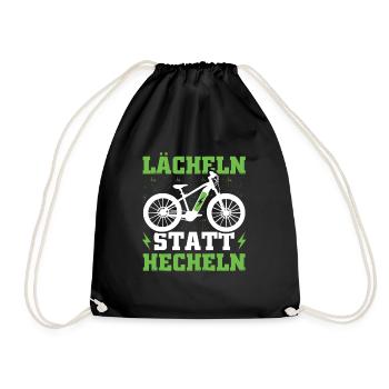 Lächeln statt Hecheln Ebike Geschenkidee - Turnbeutel - Schwarz - Vorne
