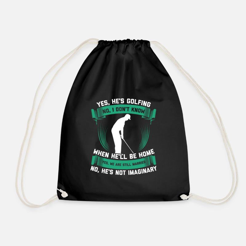 Golf | Golfer golfer gift idea - Drawstring Bag - black