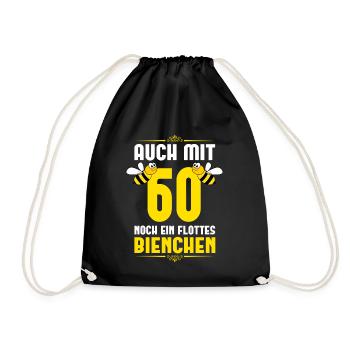 Bienchen 60 Geburtstag Frauen Geschenk - Turnbeutel - Schwarz - Vorne