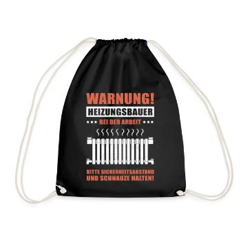 Anlagenmechaniker Heizungsbauer Geschenk SHK - Turnbeutel - Schwarz - Vorne