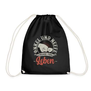 Onkel Neffe lustig Geschenk Geburtstag Neffen - Turnbeutel - Schwarz - Vorne