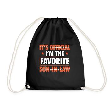 Son in law gift funny birthday gifts - Drawstring Bag - black - Front
