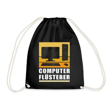 Computer Flüsterer | Informatiker Admin Geschenk - Turnbeutel - Schwarz - Vorne