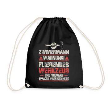 Zimmermann Zimmerer Handwerker Zimmerei Geschenk - Turnbeutel - Schwarz - Vorne