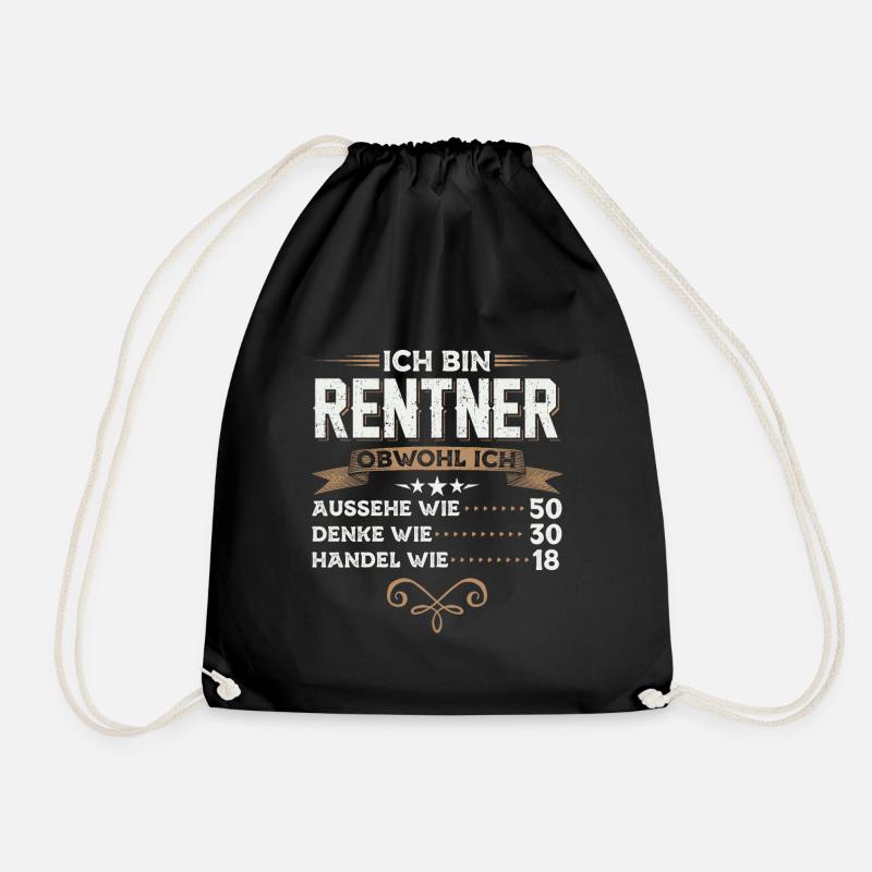 Rentner Lustig | Rente Ruhestand Pension Geschenk - Turnbeutel - Schwarz