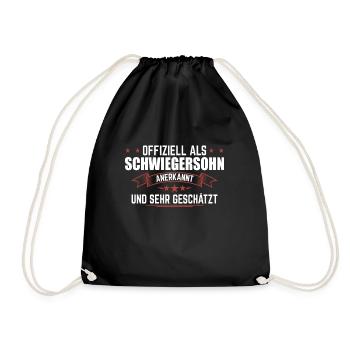 Schwiegersohn Geschenk | Schwiegersöhne Geburtstag - Turnbeutel - Schwarz - Vorne