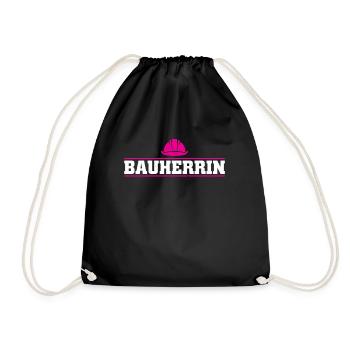 Bauherrin Hausbau Baubeginn Richtfest Geschenk - Turnbeutel - Schwarz - Vorne