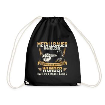 Metallbauer | Metallbaumeister Metallbau Geschenk - Turnbeutel - Schwarz - Vorne